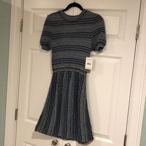 Free people green comb knit dress fit n flare